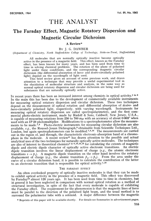 The Faraday effect, rotatory dispersion and circular