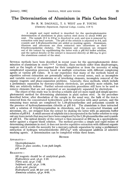 The determination of aluminium in plain carbon steel