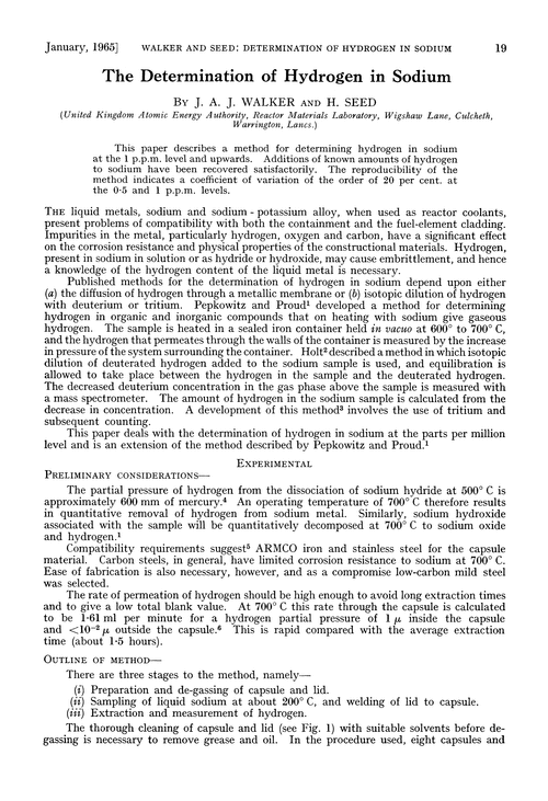 The determination of hydrogen in sodium