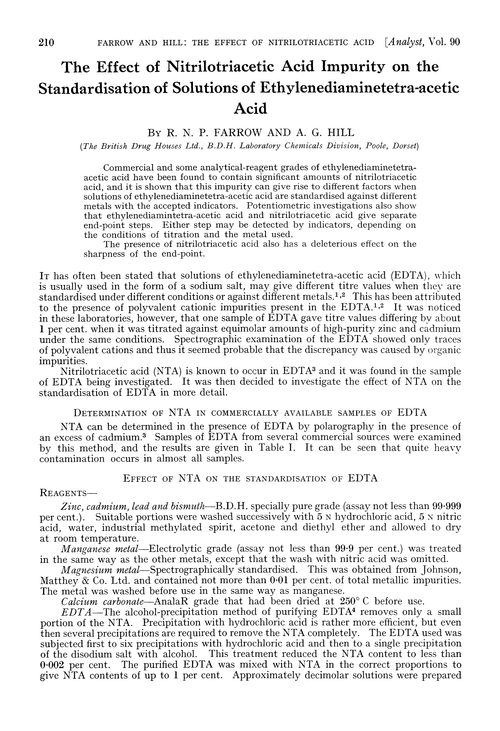 The effect of nitrilotriacetic acid impurity on the standardisation of solutions of ethylenediaminetetra-acetic acid