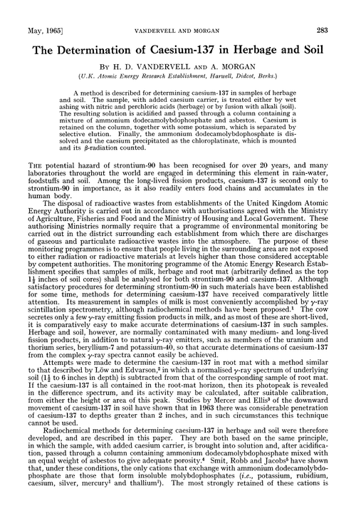 The determination of caesium-137 in herbage and soil
