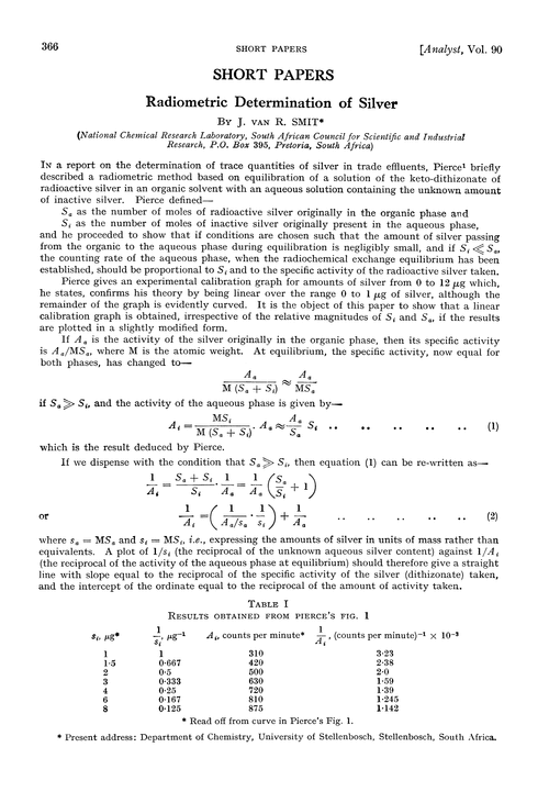 Radiometric determination of silver