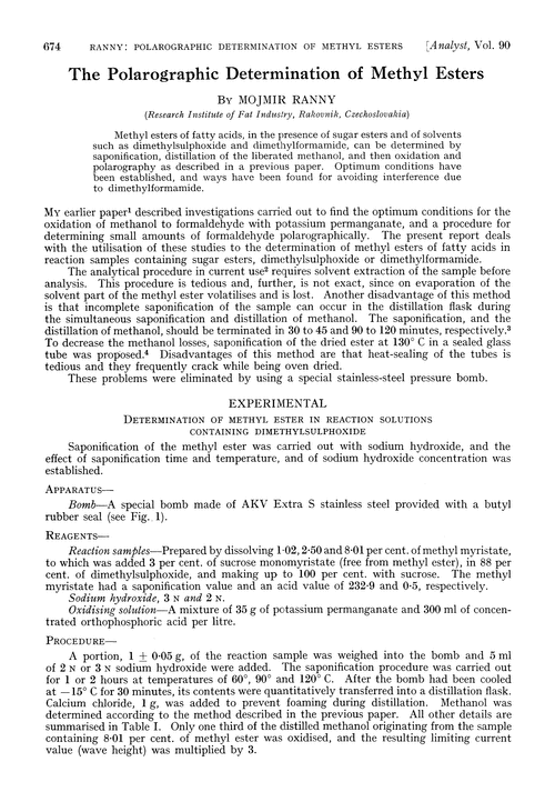 The polarographic determination of methyl esters