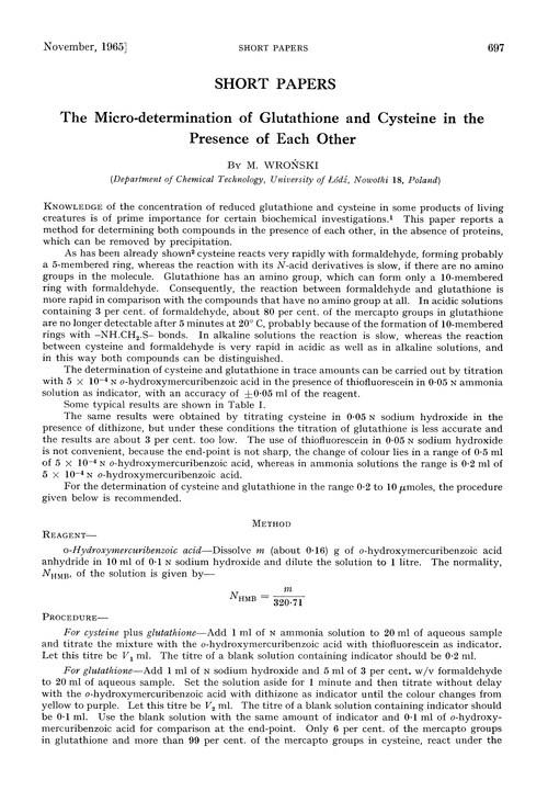 The micro-determination of glutathione and cysteine in the presence of each other