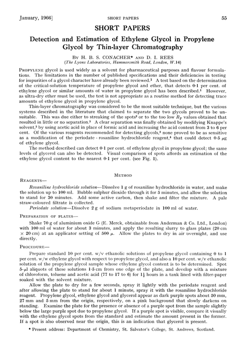 Detection and estimation of ethylene glycol in propylene glycol by thin-layer chromatography