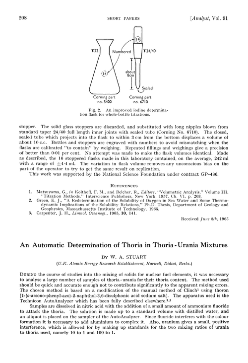 An automatic determination of thoria in thoria-urania mixtures