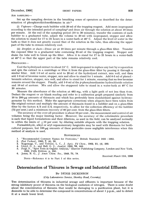 Determination of thiourea in sewage and industrial effluents