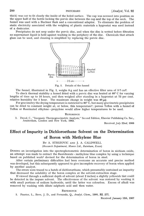 Effect of impurity in dichloroethane solvent on the determination of boron with methylene blue