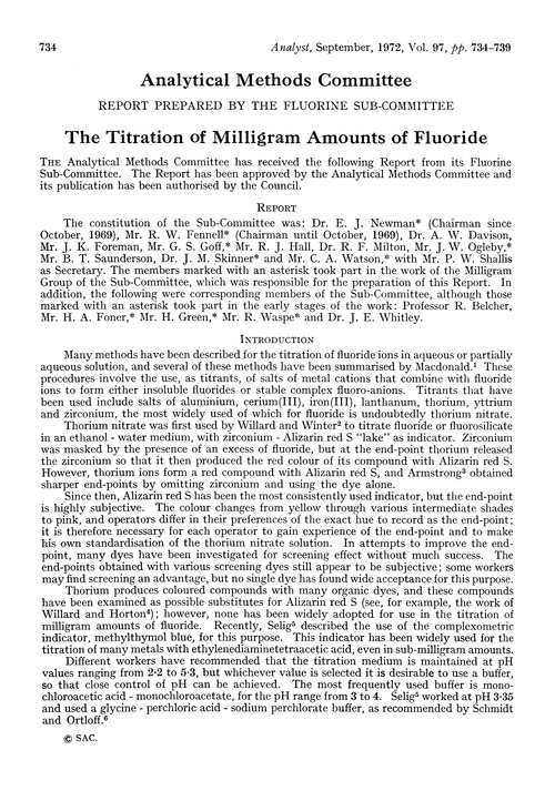 The titration of milligram amounts of fluoride