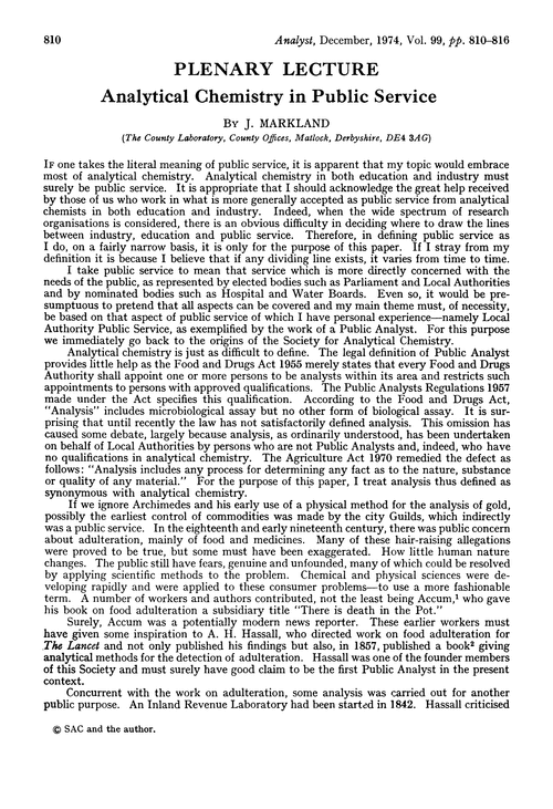 Plenary lecture. Analytical Chemistry in public service