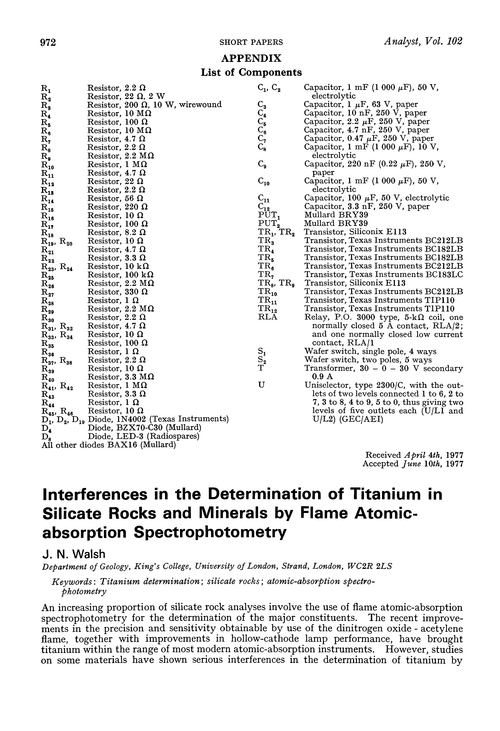 Interferences in the determination of titanium in silicate rocks and minerals by flame atomic-absorption spectrophotometry