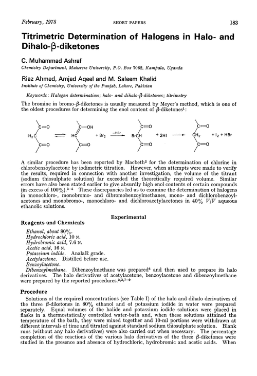 Titrimetric determination of halogens in halo- and dihalo-β-diketones