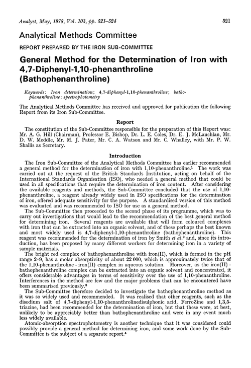 General method for the determination of iron with 4,7-diphenyl-1,10-phenanthroline (bathophenanthroline)