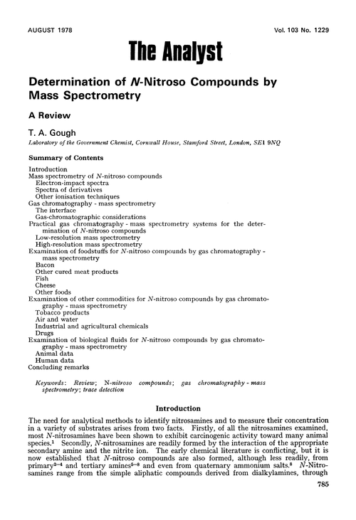 Determination of N-nitroso compounds by mass spectrometry. A review