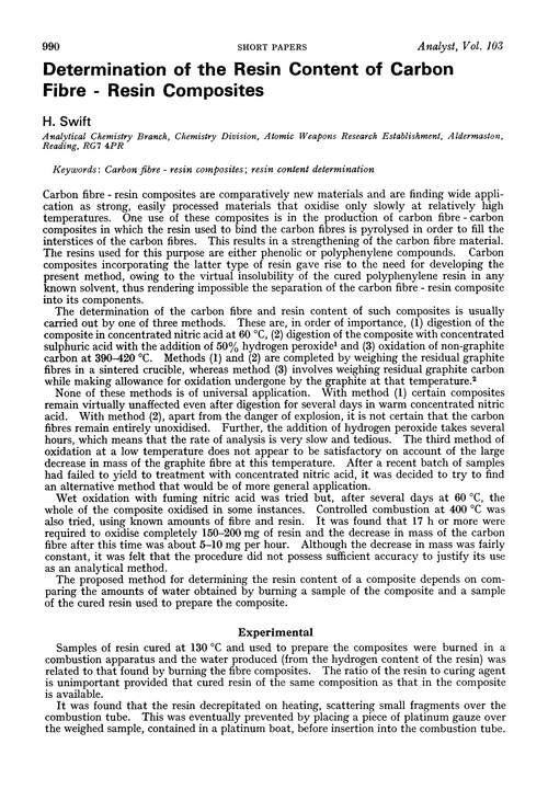 Determination of the resin content of carbon fibre-resin composites