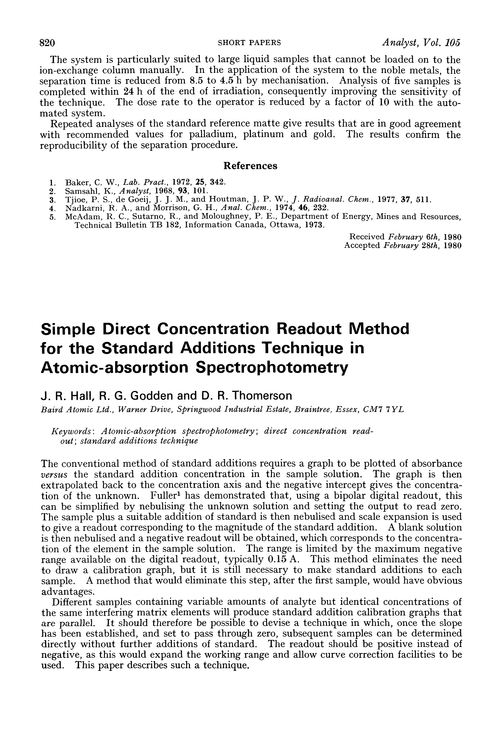 Simple direct concentration readout method for the standard additions technique in atomic-absorption spectrophotometry