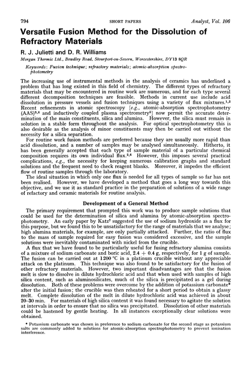 Versatile fusion method for the dissolution of refractory materials