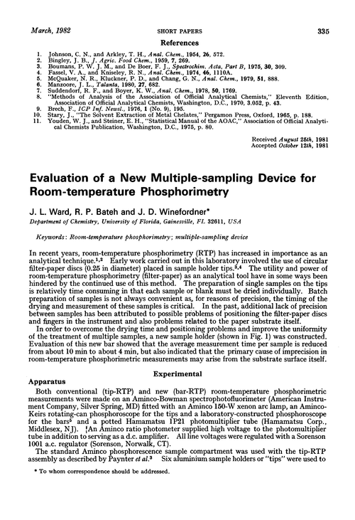 Evaluation of a new multiple-sampling device for room-temperature phosphorimetry