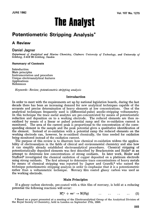 Potentiometric stripping analysis. A review