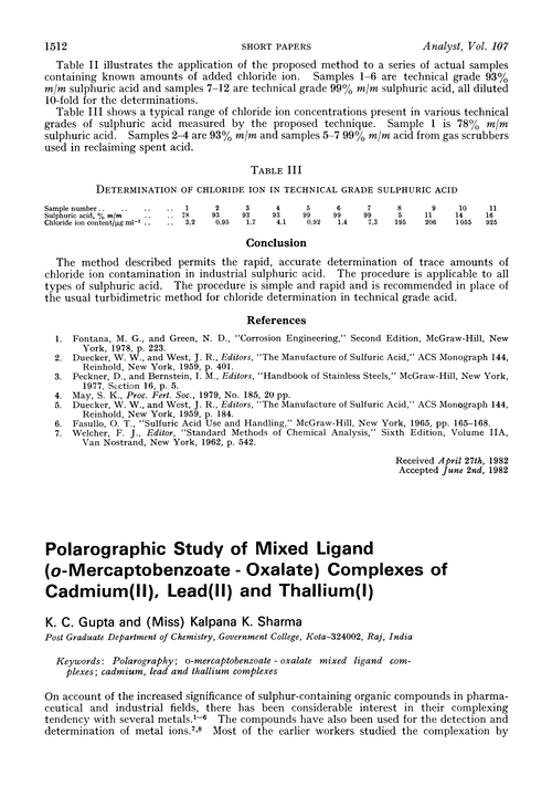 Polarographic study of mixed ligand (o-mercaptobenzoate-oxalate) complexes of cadmium(II), lead(II) and thallium(I)
