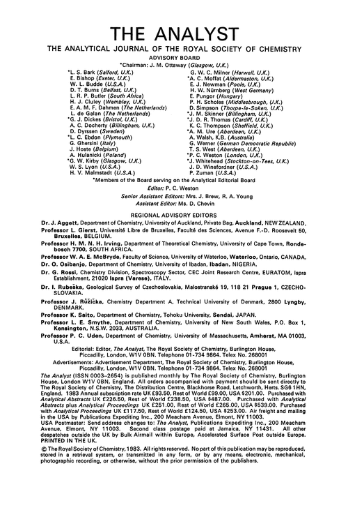 Front cover Analyst (RSC Publishing)