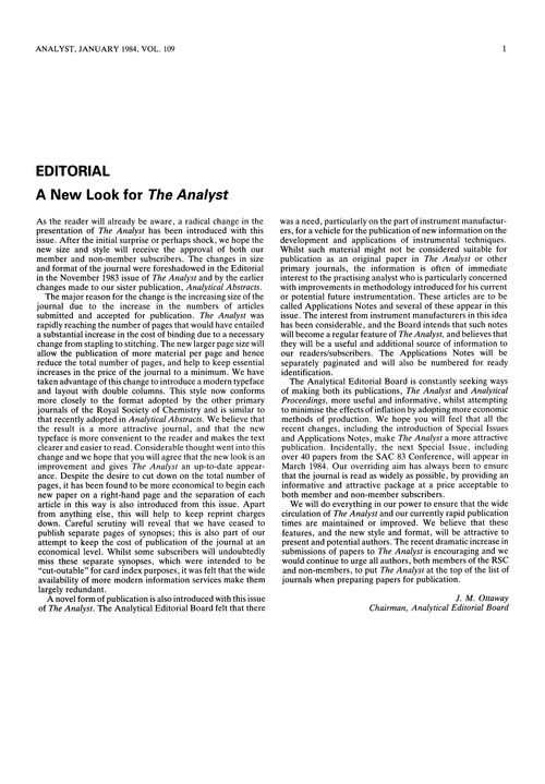 Editorial. A new look for The Analyst