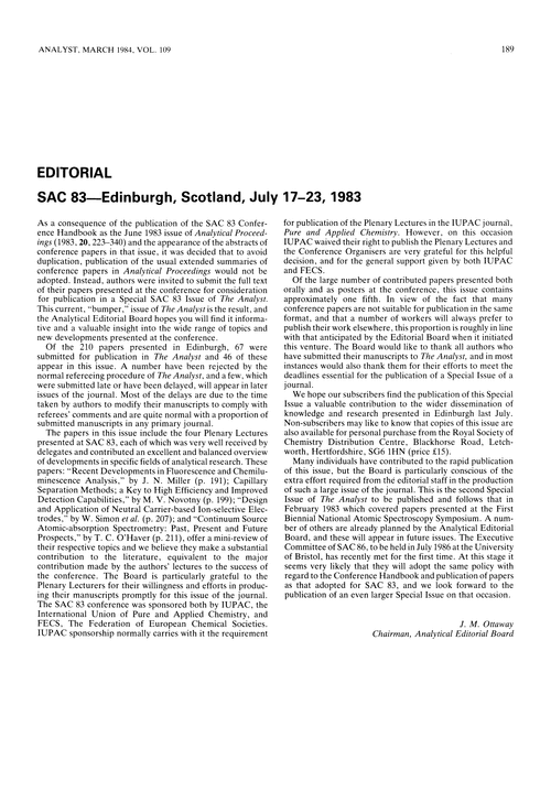 Editorial. SAC 83—Edinburgh, Scotland, July 17–23, 1983