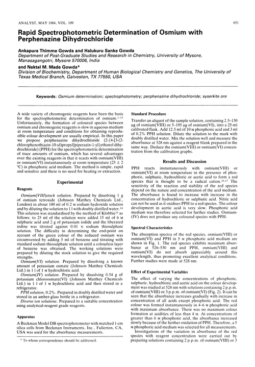 Rapid spectrophotometric determination of osmium with perphenazine dihydrochloride