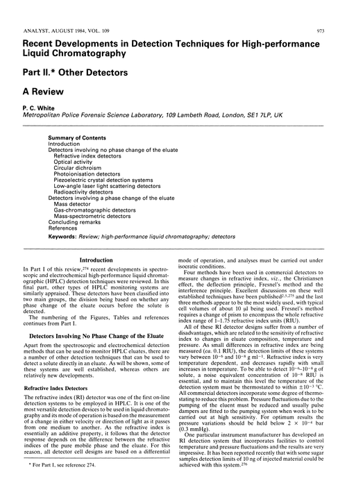 Recent developments in detection techniques for high-performance liquid chromatography. Part II. Other detectors. A review