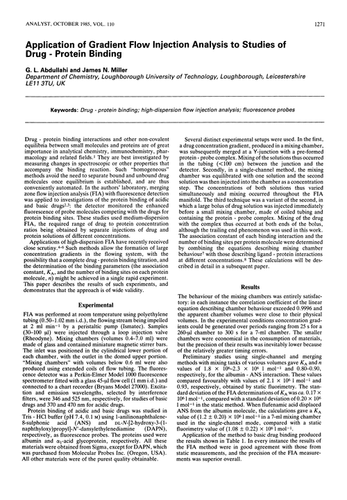 Application of gradient flow injection analysis to studies of drug-protein binding