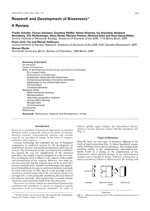 Research and development of biosensors. A review