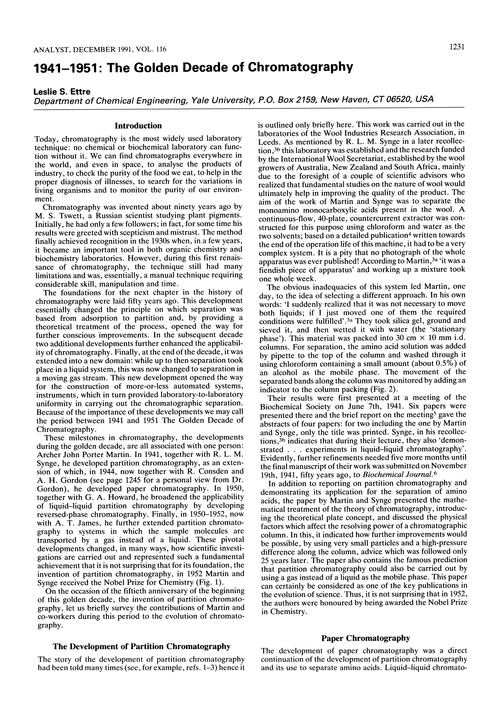 1941–1951: The golden decade of chromatography