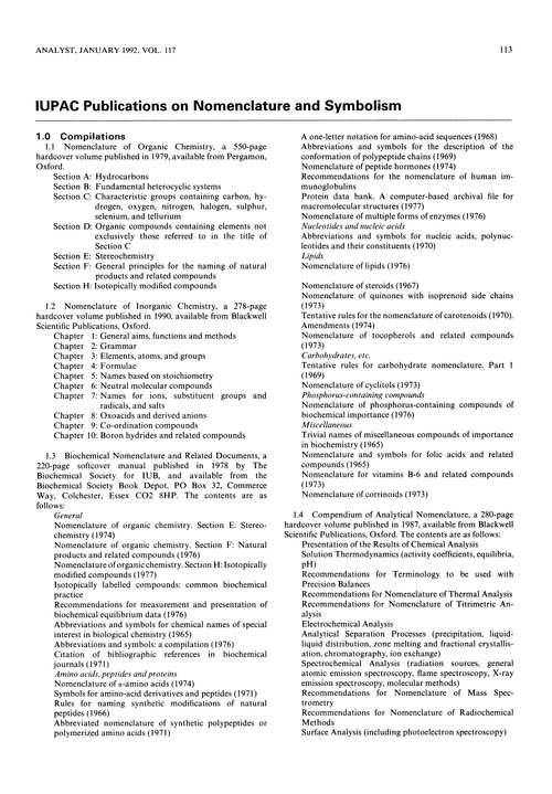 IUPAC publications on nomenclature and symbolism