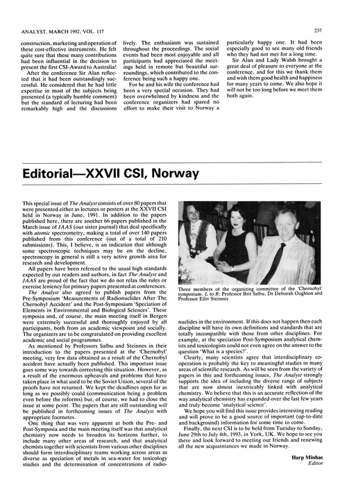 Editorial—XXVII CSI, Norway