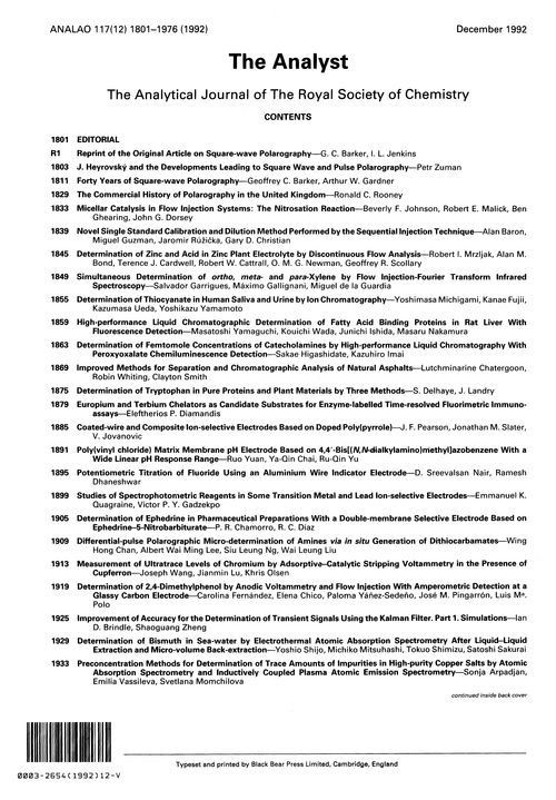 Contents pages - Analyst (RSC Publishing)