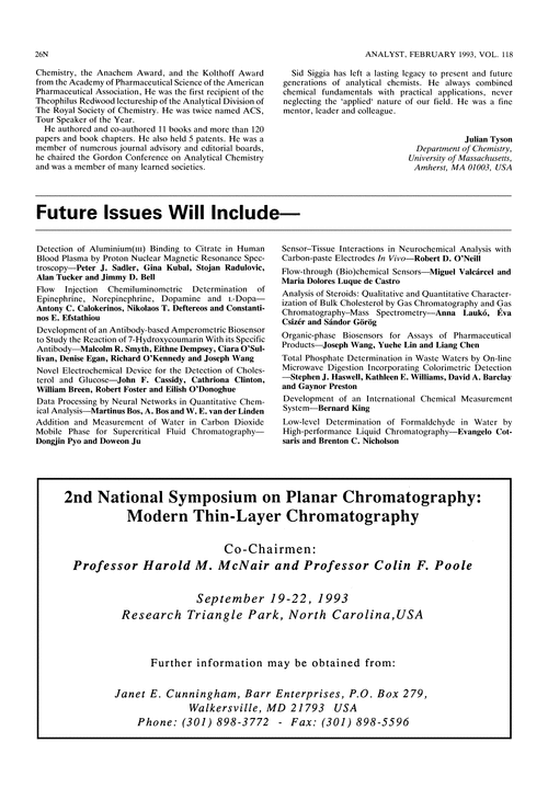 Papers in future issues