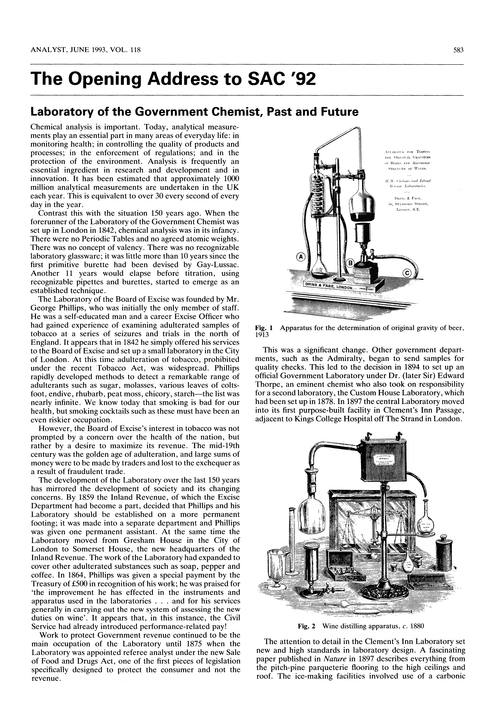 The opening address to SAC '92—Laboratory of the Government Chemist, past and future