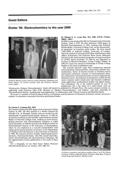 Guest editors. Eirelec '93: electrochemistry to the year 2000