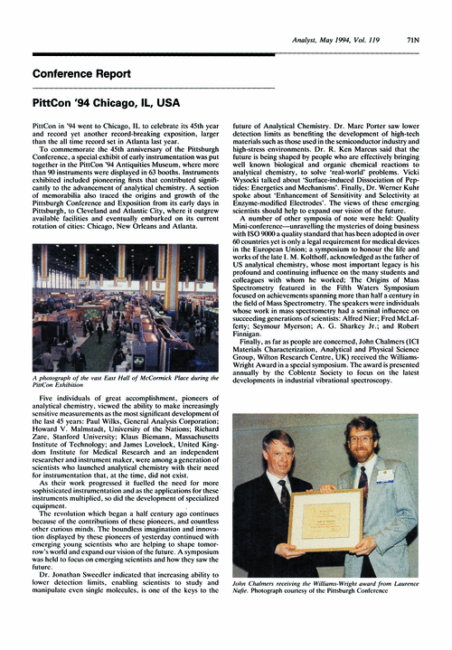Conference report. PittCon '94 Chicago, IL, USA