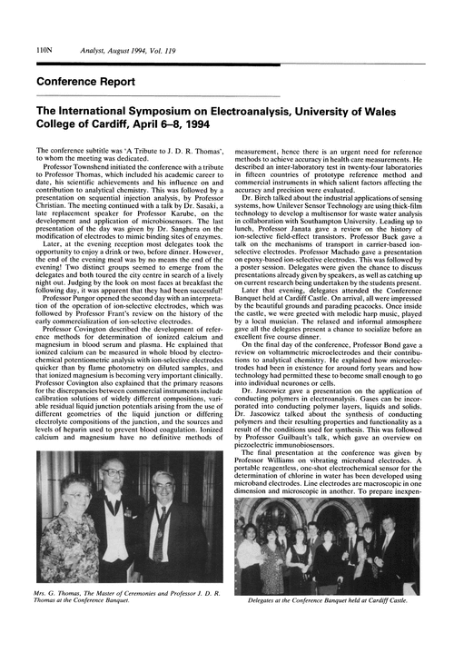 Conference report. The International Symposium on Eletroanalysis, University of Wales College of Cardiff, April 6–8, 1994