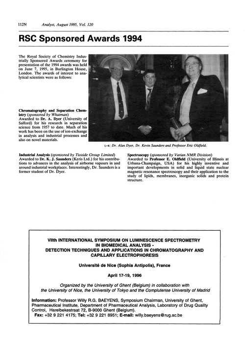 RSC Sponsored Awards 1994