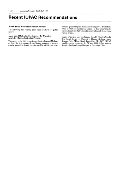 Recent IUPAC recommendations