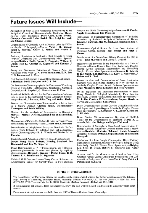 Papers in future issues