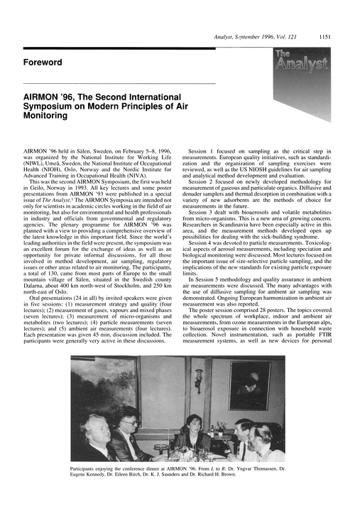 Foreword. AIRMON '96, The Second International Symposium on Modern Principles of Air Monitoring