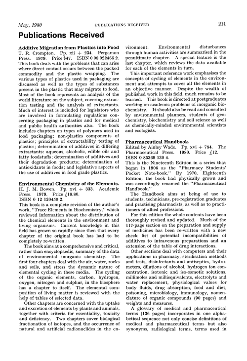 Publications received