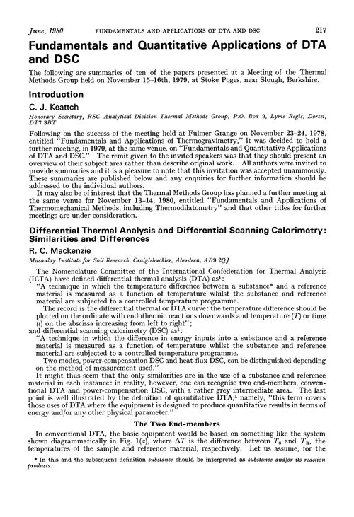 Fundamentals and quantitative applications of DTA and DSC Analytical