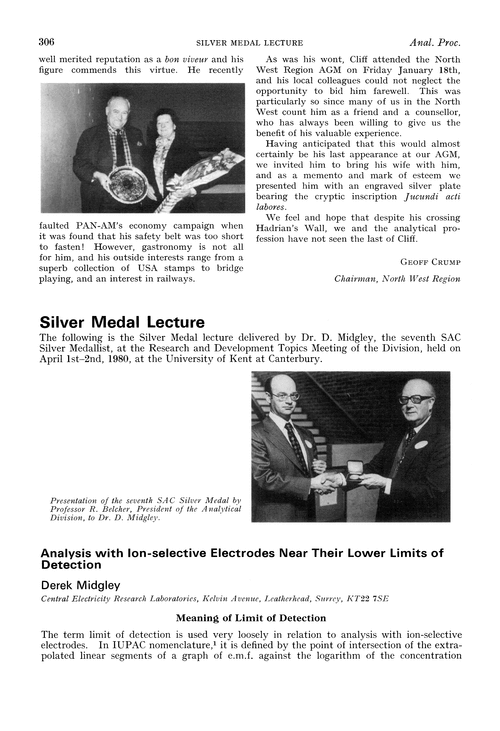 Silver Medal lecture. Analysis with ion-selective electrodes near their lower limits of detection