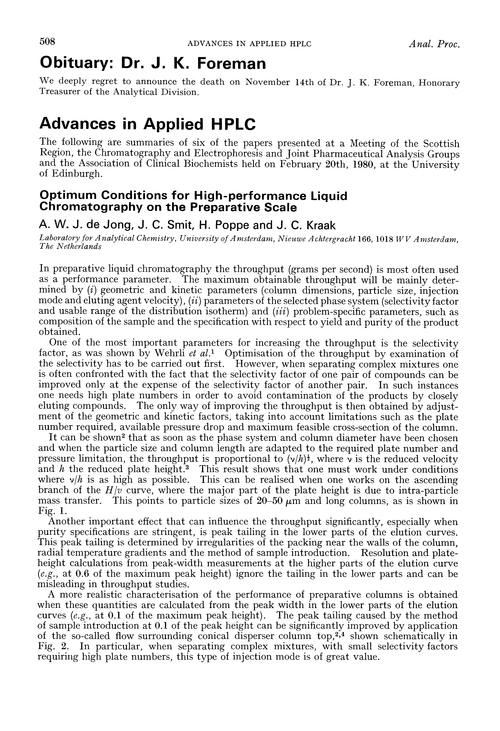 Advances in applied HPLC