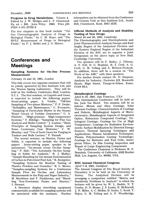 Conferences and meetings