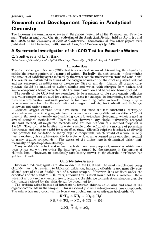 Research and Development Topics in Analytical Chemistry